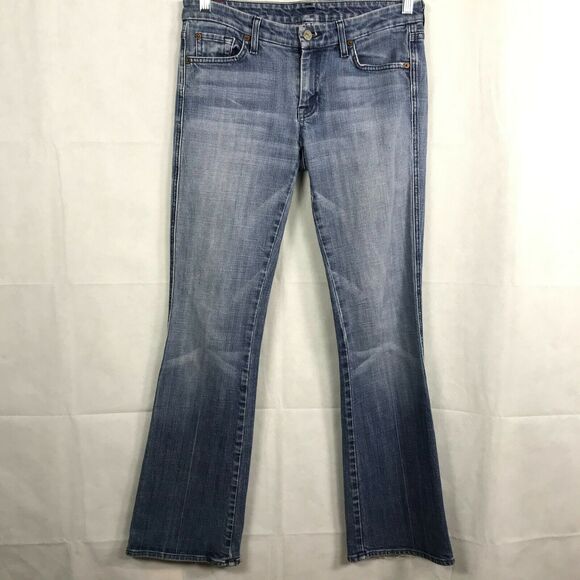 7 For All Mankind Jeans Womens Sz‎ 29 Light Wash 5 Pocket Flare Stretch - Picture 1 of 10